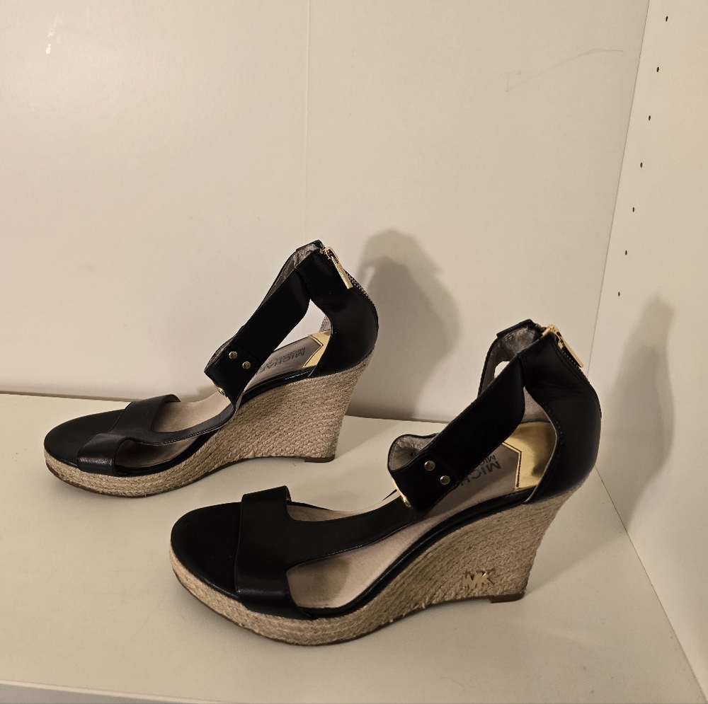 Michael Kors Black Wedge Sandals